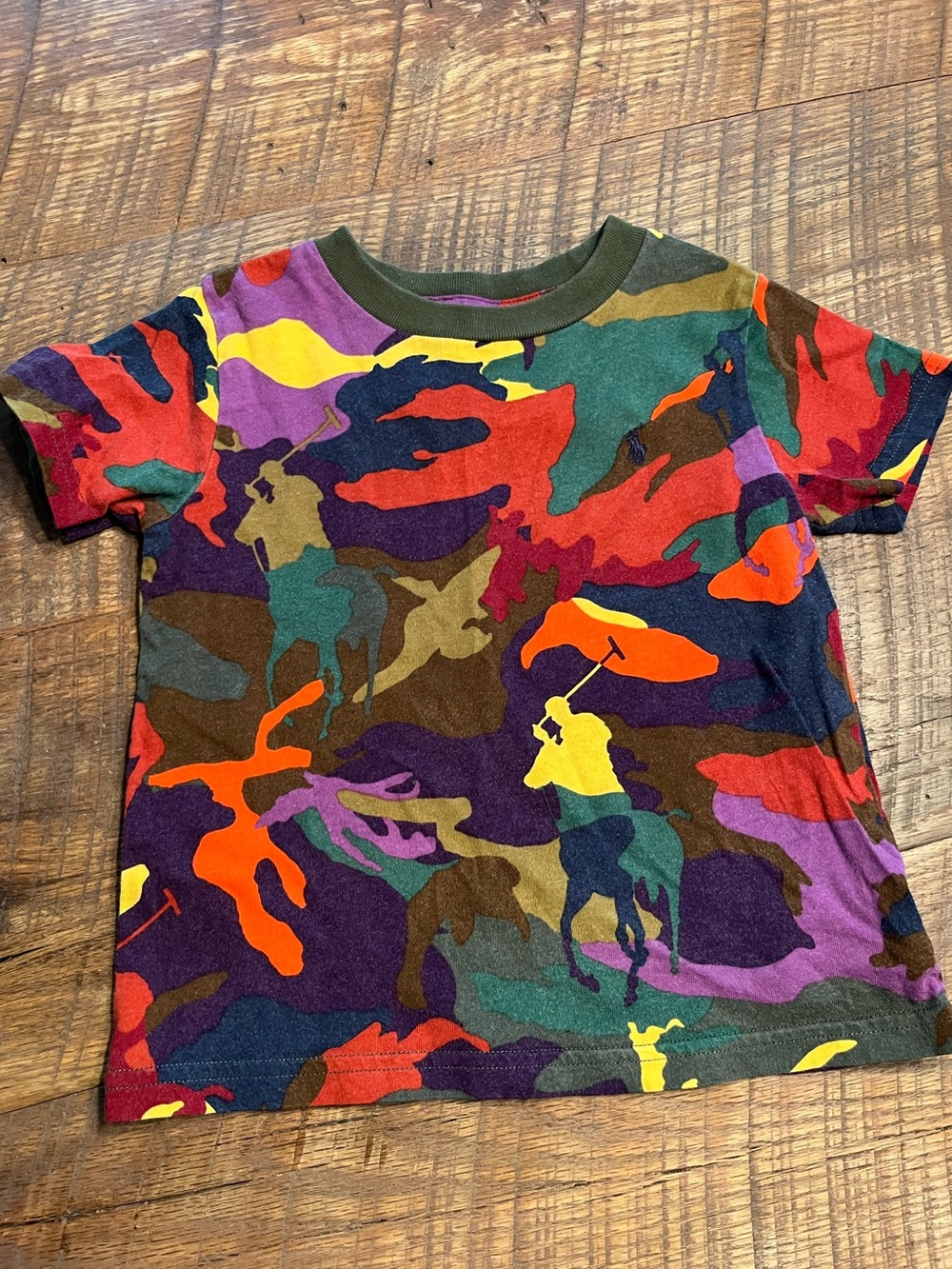 Kids Multicolor Camo Ralph Laure. Polo-Print Short Sleeve Tee
